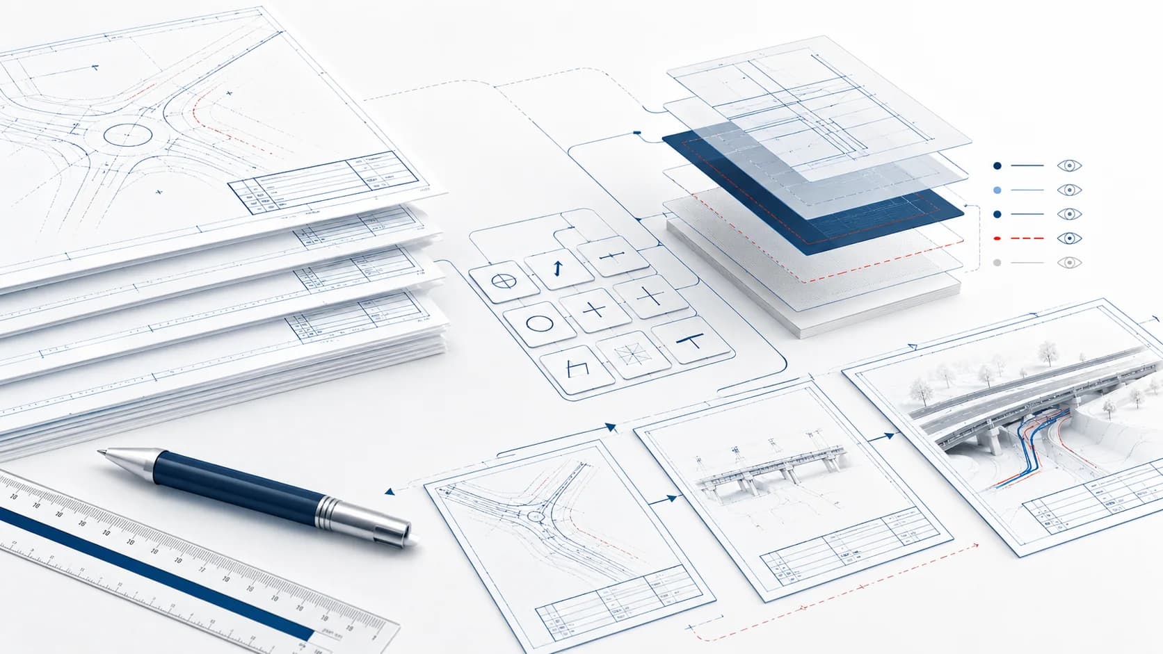 Technische Illustration zu CAD-Plotstilen, Bürostandards und zentralen Vorlagen